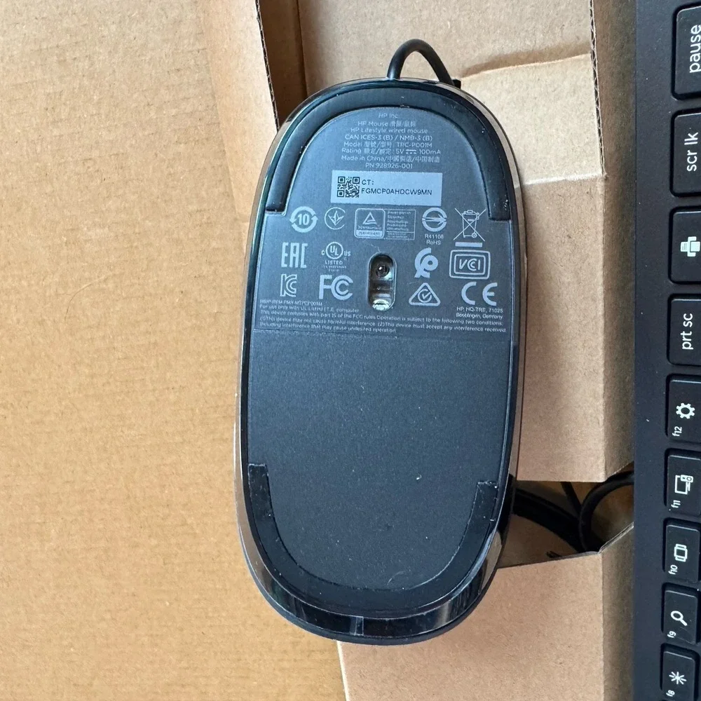 HP Lifestyle Wired Keyboard NIB Slim TPC-POO1K w/ Mouse TPC-C002M USB